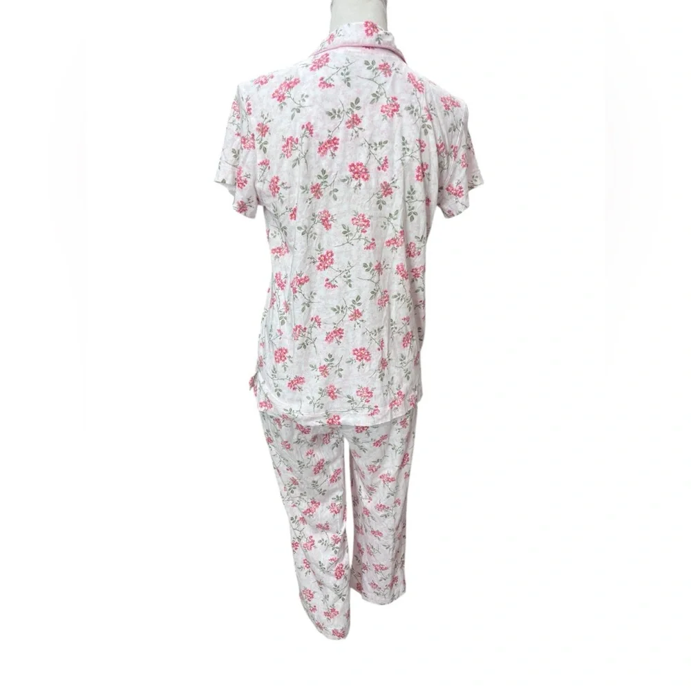 Lauren Ralph Lauren Floral Pajama Set Pink White Cottagecore Small - Picture 6 of 11